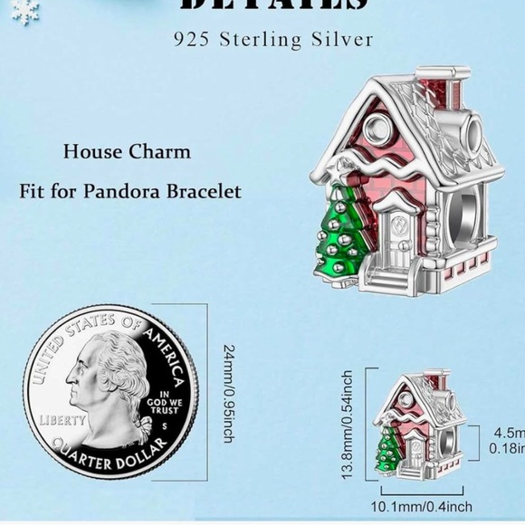 Gingerbread Christmas house for pandora bracelet charm stamped 925 - Picture 3 of 3